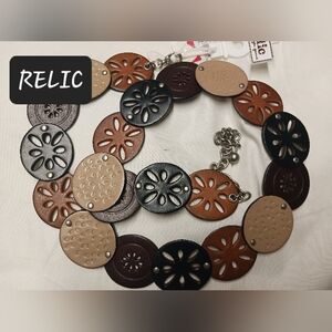 RELIC western brown belt womens size medium adjustable chain NEW